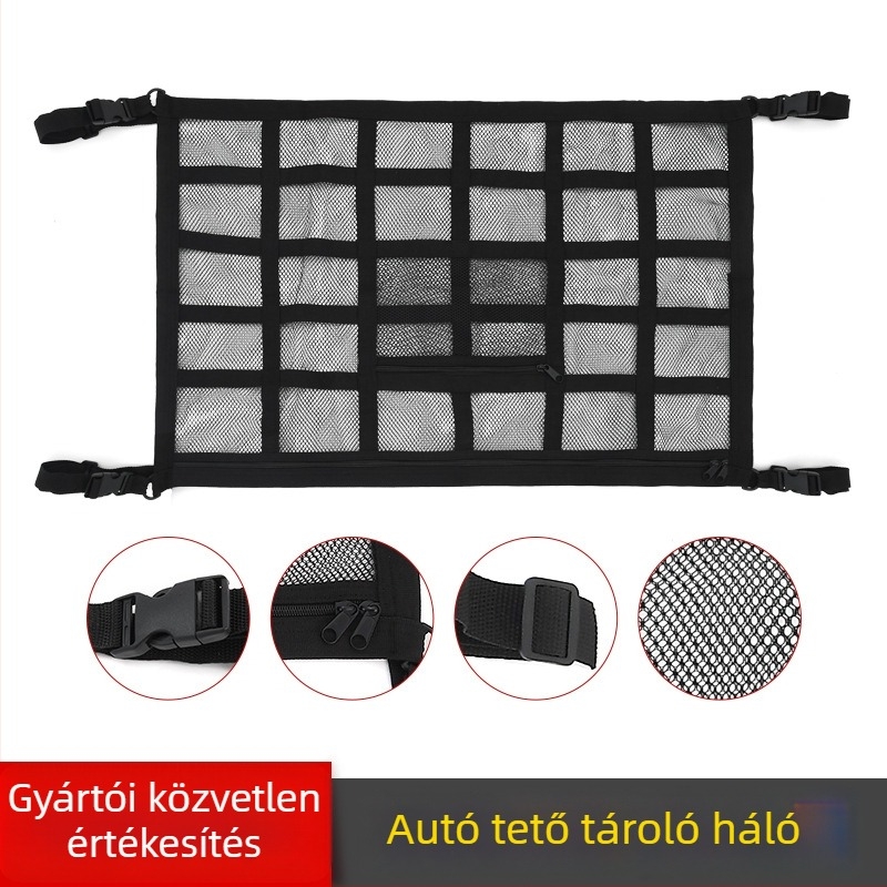Autó belső függő tároló táska – kétszintű hálós tároló, középső konzolhoz, nem szőtt anyag, testreszabható