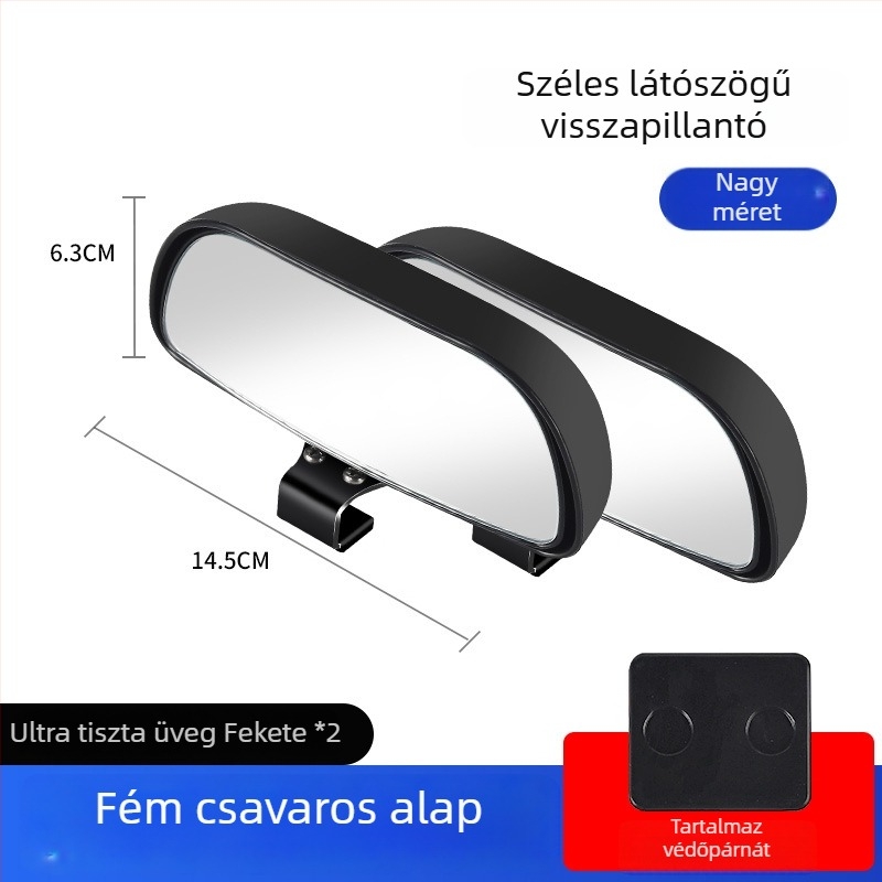 Autó visszapillantó tükör kiegészítő holttér tükrövel, széles látómező, állítható szög
