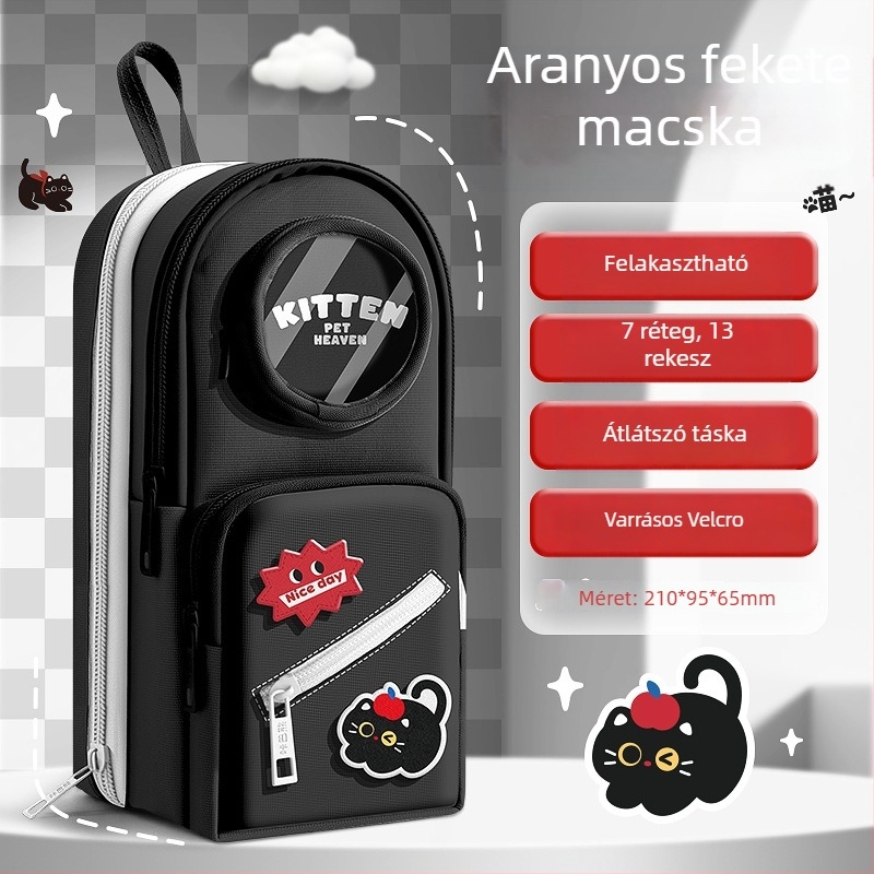 Iskolai táskákhoz való ceruzatartó, Kappa bear márka, vászon anyag, koreai verzió stílus, univerzális nem, alapcsomagolás.
