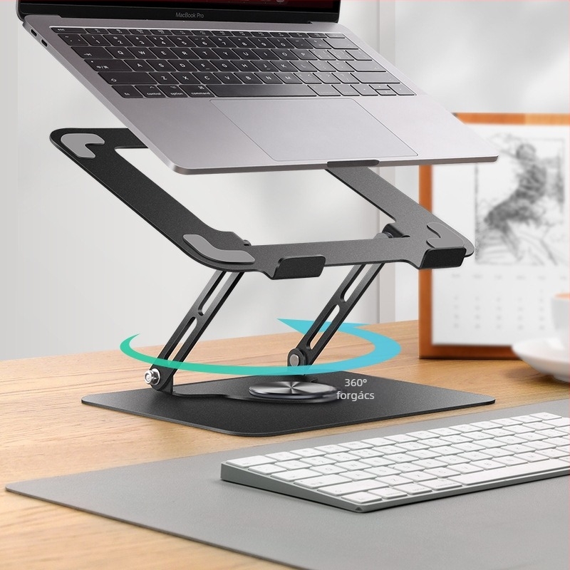 Notebook- és tabletatartó, összecsukható hűtéssel, galvanizált vasból, modell SZ, 1,68 kg, Vaydeer márka, több méret kompatibilis