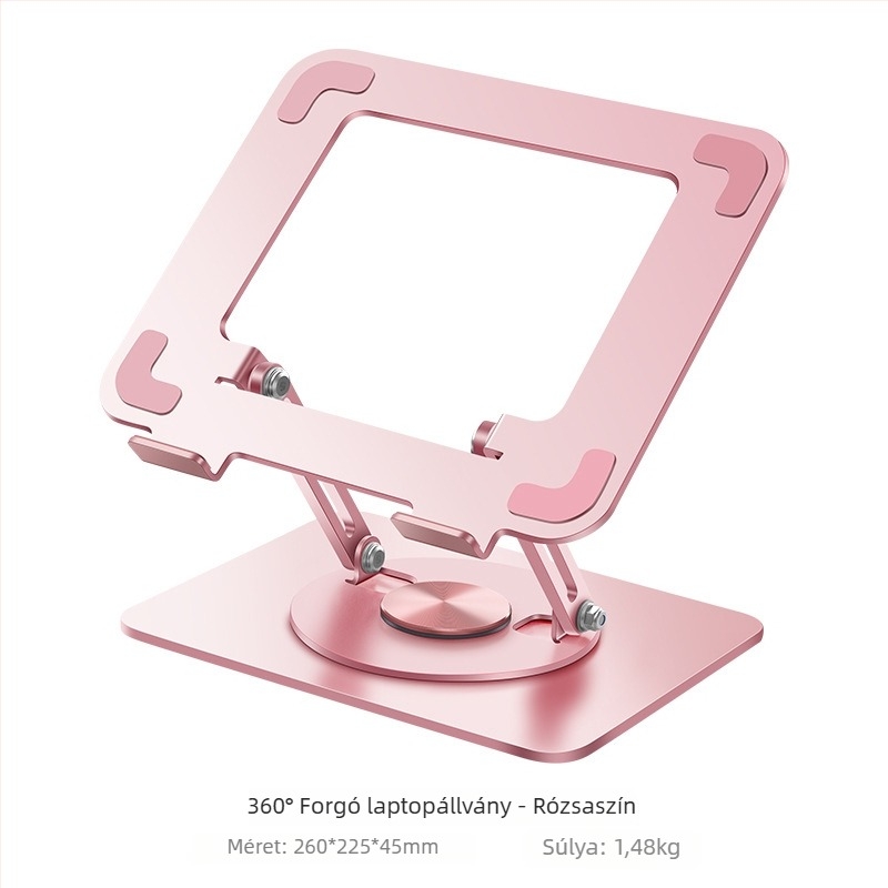 Notebook- és tabletatartó, összecsukható hűtéssel, galvanizált vasból, modell SZ, 1,68 kg, Vaydeer márka, több méret kompatibilis
