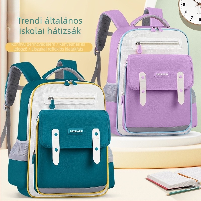 Koreai stílusú gyerek iskolatáska 1–6. osztályosoknak, uniszex, nylon, lélegző, ultra könnyű, gerincvédő, légpárnás vállpántok