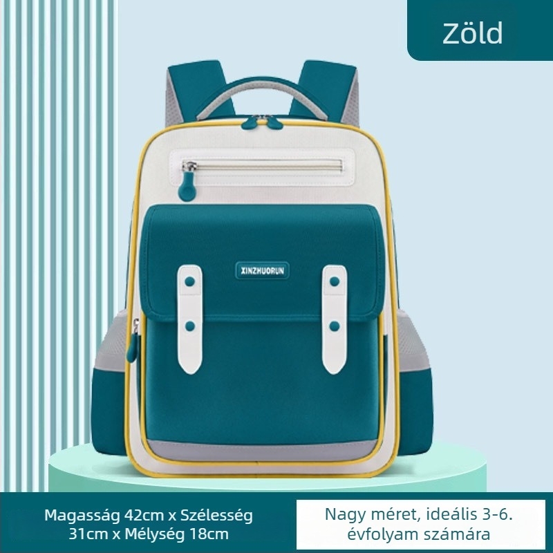 Koreai stílusú gyerek iskolatáska 1–6. osztályosoknak, uniszex, nylon, lélegző, ultra könnyű, gerincvédő, légpárnás vállpántok