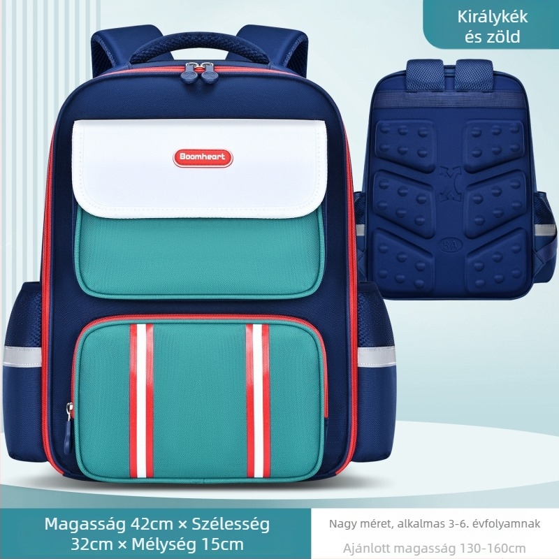 Koreai stílusú gyerek iskolatáska 1–6. osztályosoknak, uniszex, nylon, lélegző, ultra könnyű, gerincvédő, légpárnás vállpántok