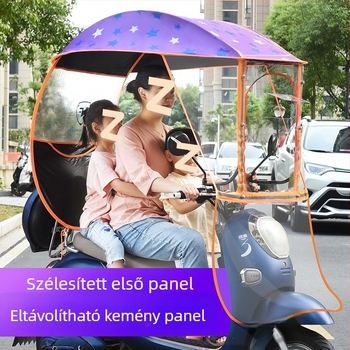 Elektromos jármű esővédő baldachin alumínium vázon, 6 merevítővel, automatikus nyitás, félautomata zárás, 190T Impact anyag, UPF 50+