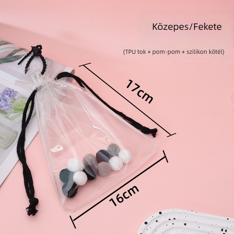 Zsinóros taska — TPU anyag, kupac alakú forma, hordozható, mindennapi használatra; sokoldalú tárolás: utazás, smink, íróasztal.