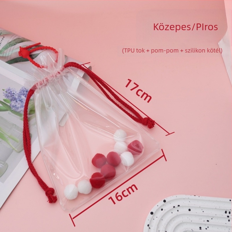 Zsinóros taska — TPU anyag, kupac alakú forma, hordozható, mindennapi használatra; sokoldalú tárolás: utazás, smink, íróasztal.