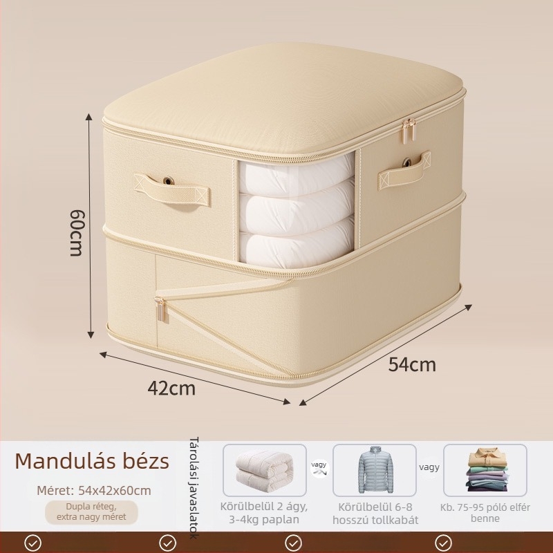Paplan tároló táska, nagy kapacitású, twill anyagból, kocka alakú, modell SND1101