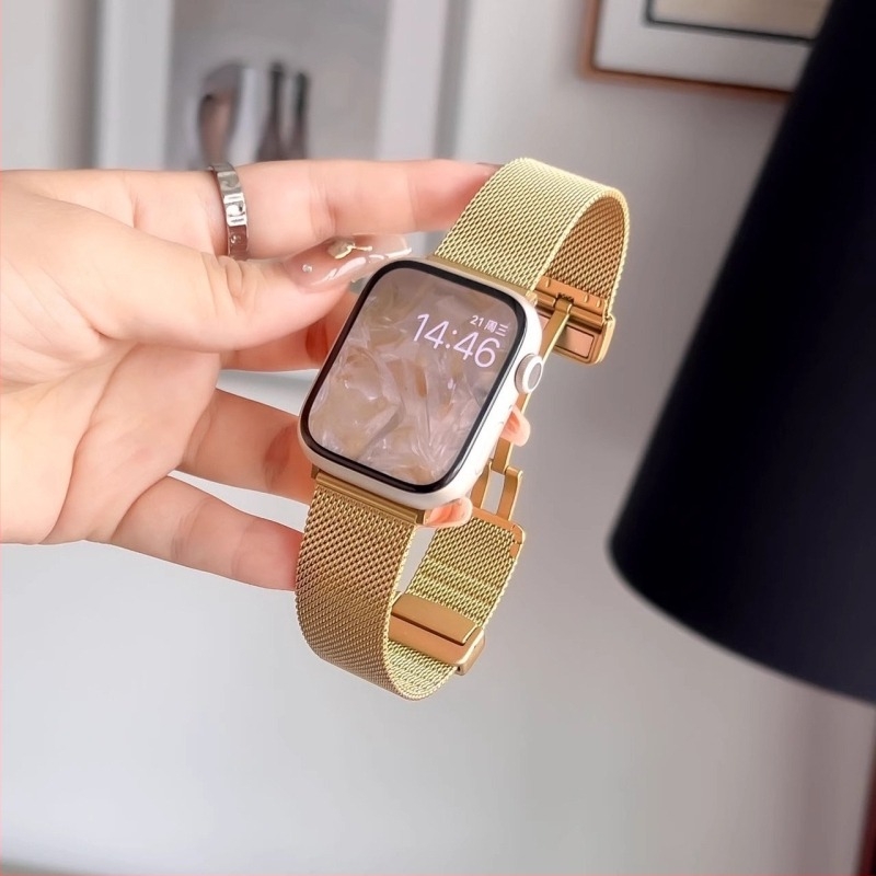 Apple Watch mágneses fém szíja – vékony női modell, motívum búzaszem