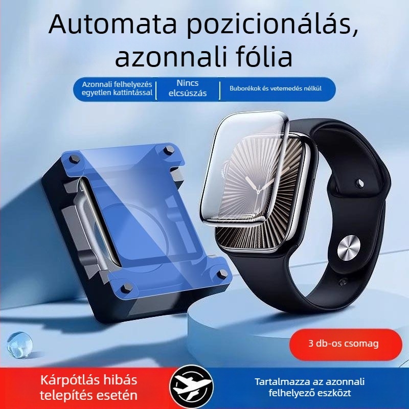 Apple Watch Series S7/S8/S9/S10 elülső kijelzővédő fólia – hidrogel, esés elleni védelem