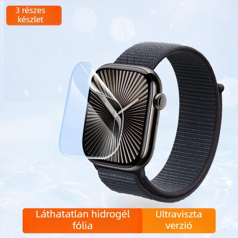 Apple Watch Series S7/S8/S9/S10 elülső kijelzővédő fólia – hidrogel, esés elleni védelem