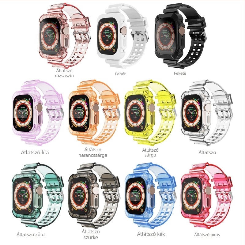 Átlátszó TPU szíj Apple Watch Ultrahoz, integrált gleccser-stílusú dizájn