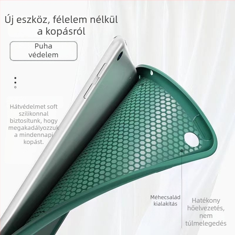 Vimay iPad védőtok hőelvezetéssel, mágneses zár, tartó, TPU, domborított dizájn, alvás funkció támogatva