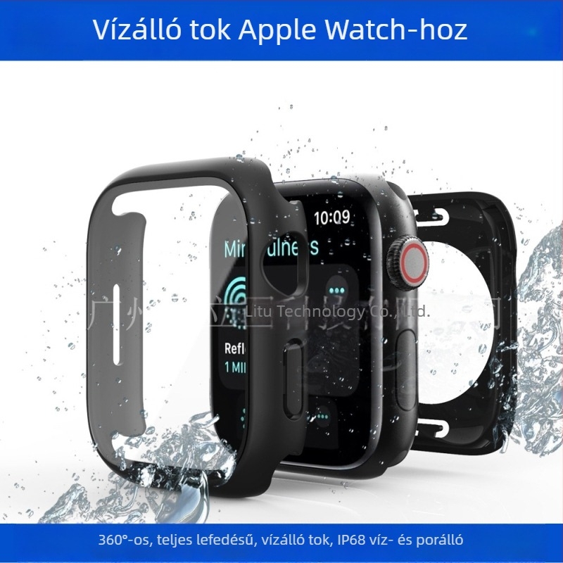 Apple Watchhoz vízálló védőtok integrált edzett üveg kijelzővédővel és 360°-os teljes fedettséggel