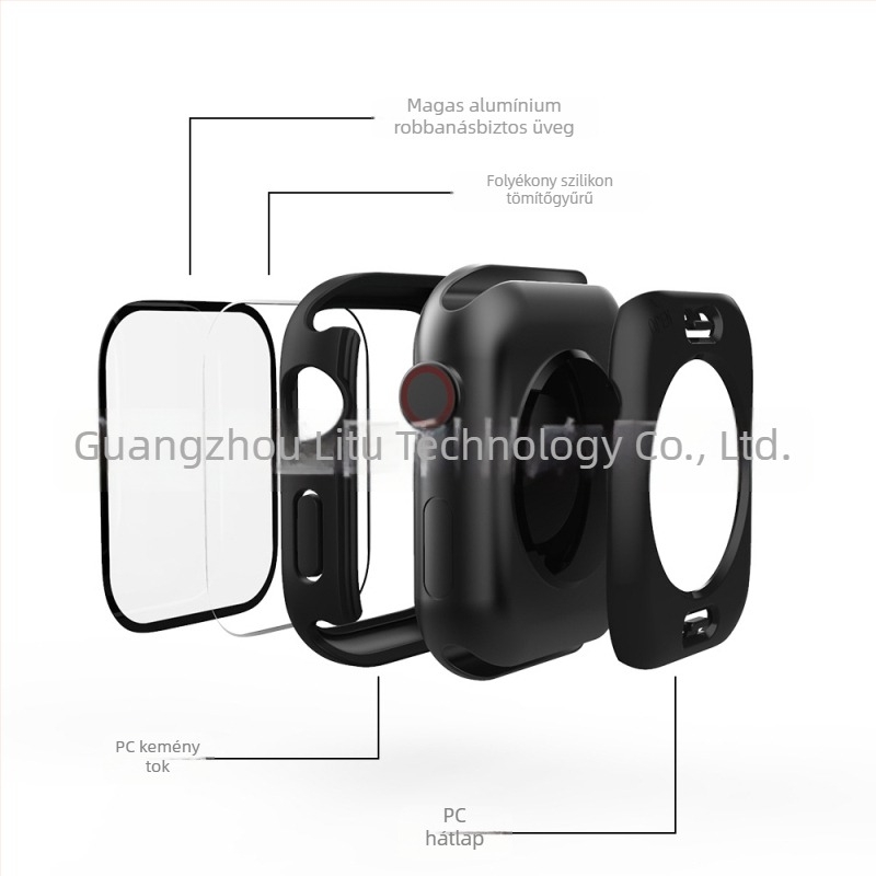 Apple Watchhoz vízálló védőtok integrált edzett üveg kijelzővédővel és 360°-os teljes fedettséggel