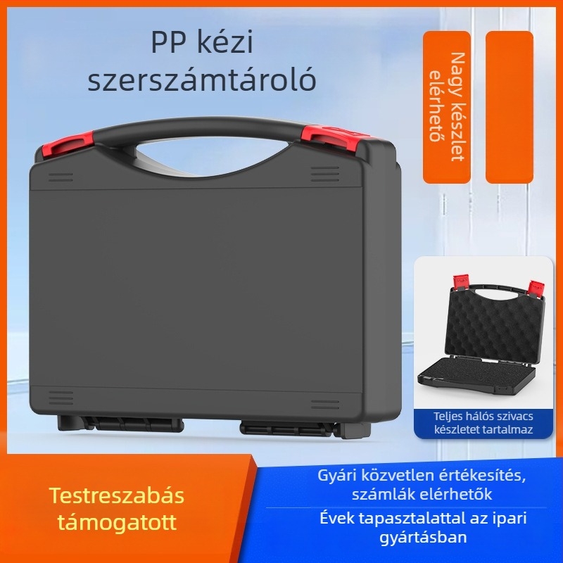 Műanyag szerszámkoffer – Többcélú PP műanyag, elektromos szerelőknek, hordozható tároló megoldás, vízálló és nedvességálló
