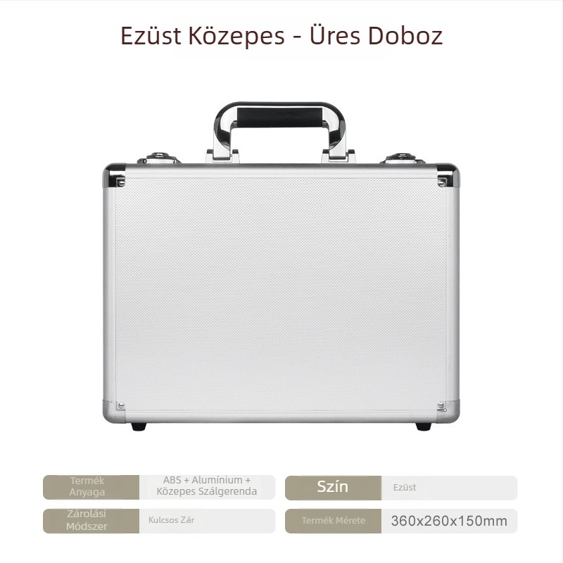Alumíniumötvözetes szerszámtartó doboz, hordozható tárolódoboz, MDF+ABS külső, alumíniumötvözet keret