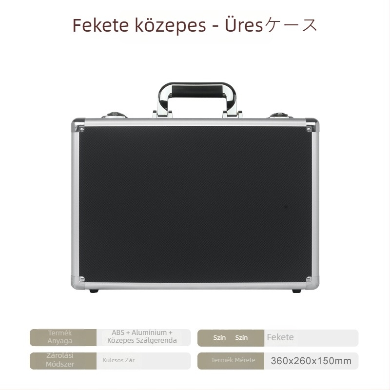 Alumíniumötvözetes szerszámtartó doboz, hordozható tárolódoboz, MDF+ABS külső, alumíniumötvözet keret