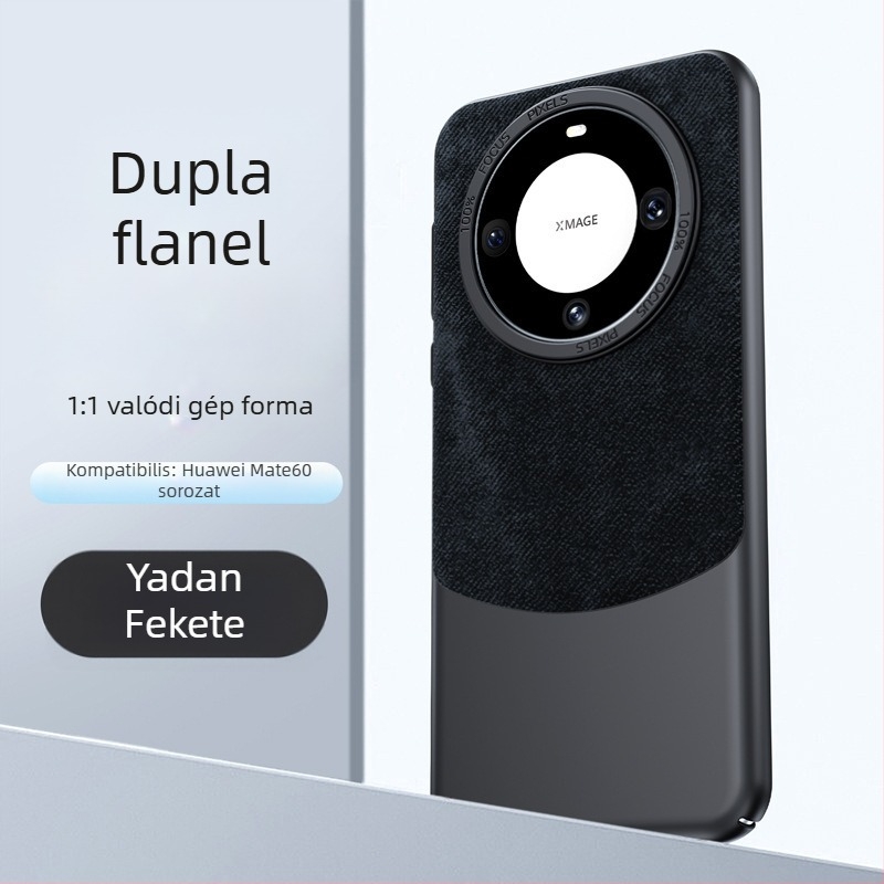 Huawei Pura70 Ultra / Mate60 Pro+ védőtok színblokkolt flanel anyaggal és mágneses záródással, ütésálló