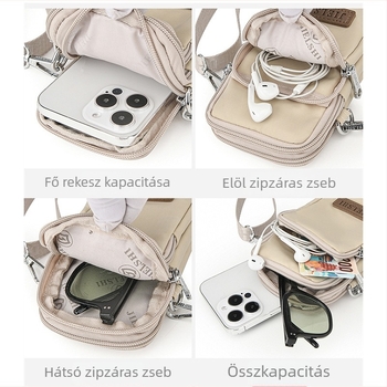 Női válltáska Oxford anyagból, cipzárral, vízszintes négyszöges forma, poliészter bélés, friss és édes stílus.