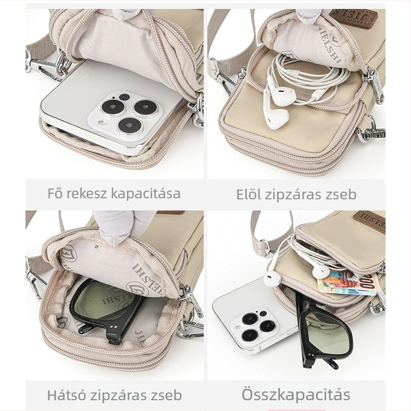 Női válltáska Oxford anyagból, cipzárral, vízszintes négyszöges forma, poliészter bélés, friss és édes stílus.