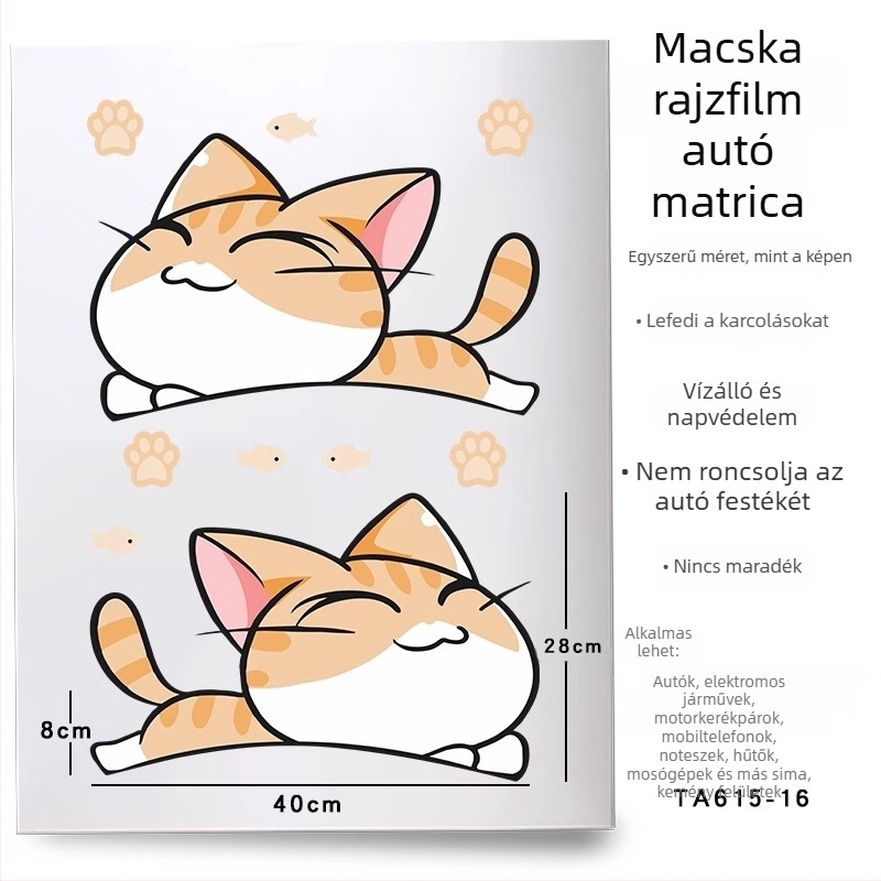 Autótest matricaszett kerékívhez és első/hátsó lökhárítóhoz, ragasztóval, testreszabható, rajzfilm mintázat