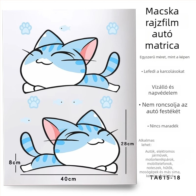 Autótest matricaszett kerékívhez és első/hátsó lökhárítóhoz, ragasztóval, testreszabható, rajzfilm mintázat