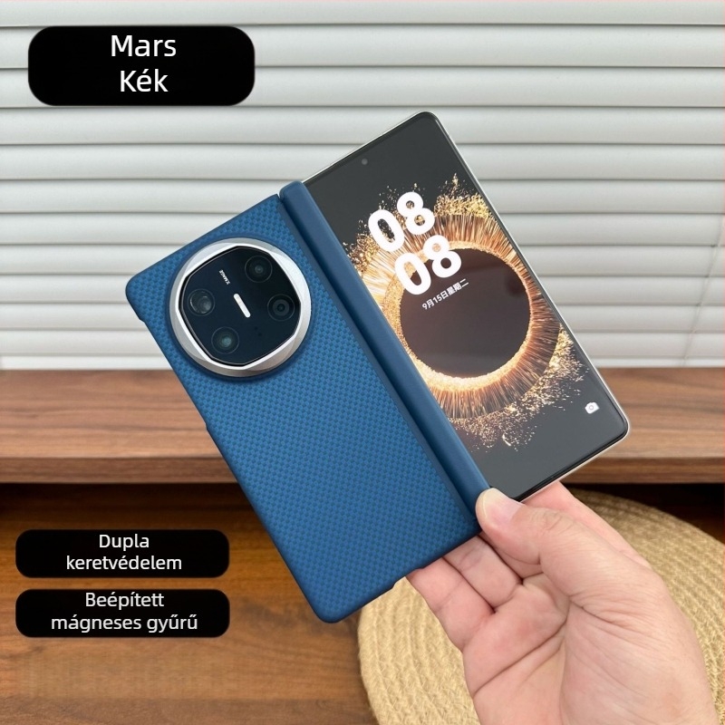 Huawei Mate X5-höz készült mágneses védőtok Kevlar mintázattal, X6 gyűjtemény, dupla középtengelyes csuklópánt, ultra vékony PC védőtok