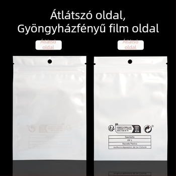Gyöngyház CPP-filmes öntapadós csomagoló tasak – anti-szűkítő (megfojtás elleni) dizájn, ékszer- és ajándékcsomagoláshoz; Anyag: CPP-filmes; Zárás hossza: 5–20 cm
