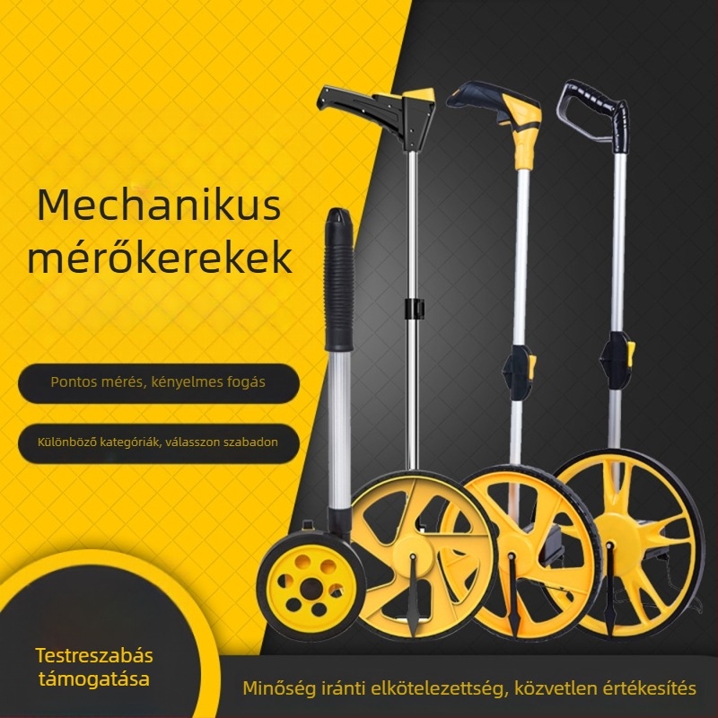 Mechanikus távolságmérő kerékkel, digitális kijelzővel, kézi működtetésű, kültéri méréshez