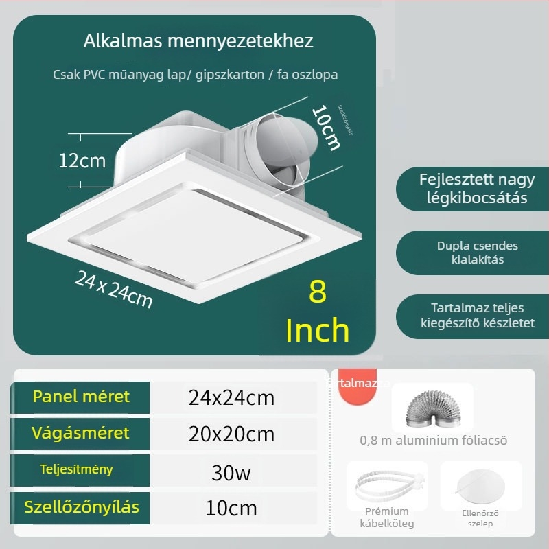 Mennyezeti kivitelű kivezető/szellőző ventilátor, modell Ddpqs0107, 220V, 1400W, mechanikus vezérlés