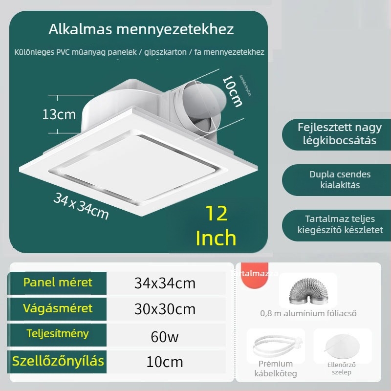 Mennyezeti kivitelű kivezető/szellőző ventilátor, modell Ddpqs0107, 220V, 1400W, mechanikus vezérlés