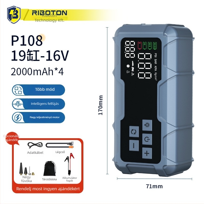 Autó indító beépített pumpával – 12V, 720A, 35 L/min, 80W, Digitális kijelző
