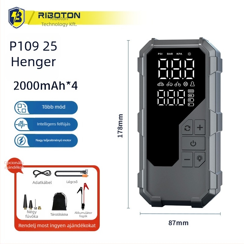 Autó indító beépített pumpával – 12V, 720A, 35 L/min, 80W, Digitális kijelző