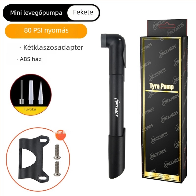 Mini hordozható kerékpárpumpa nyomásmérővel (Model 61, műanyag test)