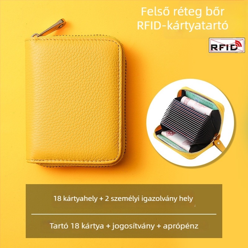 Akordeon-stílusú kártyatartó – valódi bőr, első rétegű marhabőr, uniszex, városi stílus, poliészter bélés