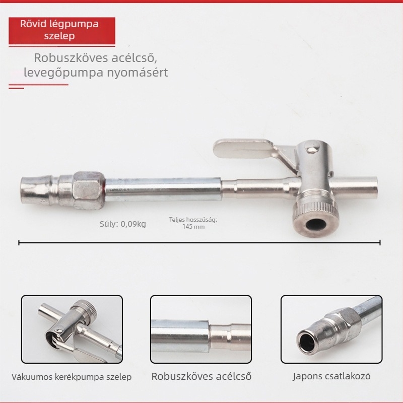 Kétfejű levegőcső a teherautó gumikhoz – gyors felfúvó eszköz manométerrel, Mussen Hall, auto javítás, 0,4 kg