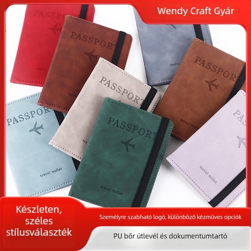Útlevél tartó és dokumentum szervező - PU hordozható utazótáska SIM-kártya rekesszel, uniszex, kopásálló