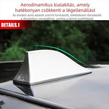 Cápafejes autóantenna rádióhoz; Szerelés: ragasztós; Feszültség: 12V; Áram: 12A; Élettartam: 999999