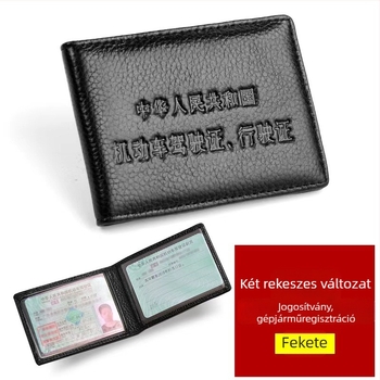 Valódi bőr jogosítvány- és dokumentumtartó – uniszex, útlevél- és kártyatartó zseb, poliészter bélés