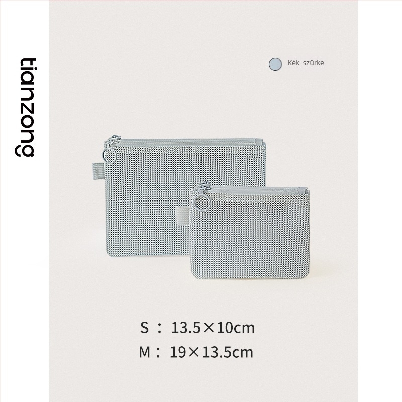 Kozmetikai táska, Lines double zipper storage bag modell, Oxford anyag, többfunkciós, utazáshoz