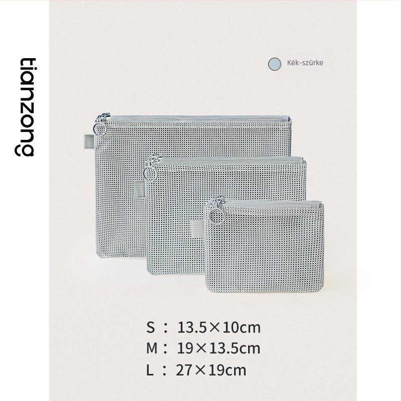 Kozmetikai táska, Lines double zipper storage bag modell, Oxford anyag, többfunkciós, utazáshoz