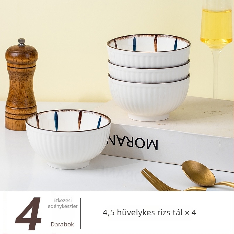 Porcelán étkészlet csíkos mintával, underglaze felülettel, kör alakú, mikrohullámú sütőben használható