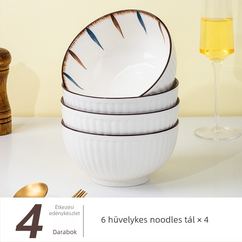Porcelán étkészlet csíkos mintával, underglaze felülettel, kör alakú, mikrohullámú sütőben használható