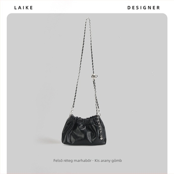 Női valódi bőrből készült crossbody táska plísírozott felhő minta, első osztályú marhabőrből, mágneses zárás (bélés: vászon, belső zseb telefonhoz, cipzáras zseb)