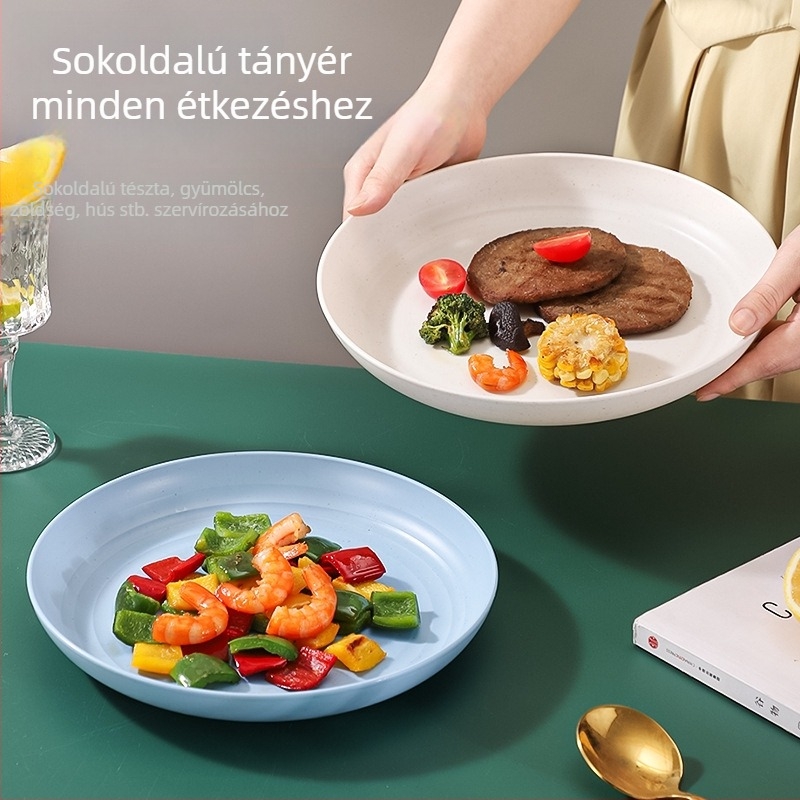 Skandináv kör alakú tálak búzaszálból – étkészlet, gyümölcstál és reggeliző tál