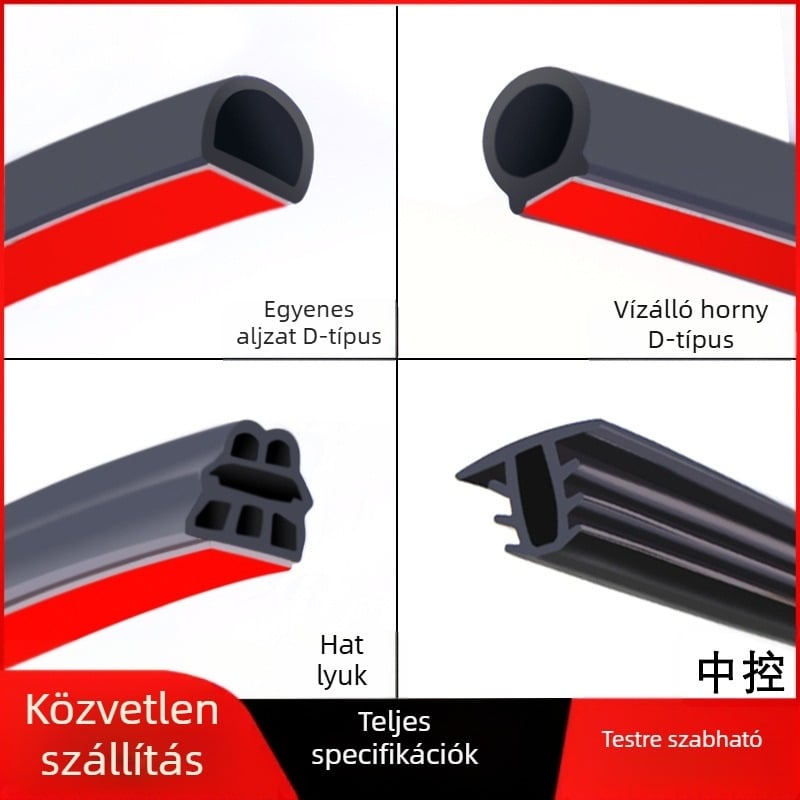 Autó ajtó tömítőszalag, gumi alapanyagból, öt- és hatlyukos dizájn, hangszigetelés és vízálló, különböző modellekhez