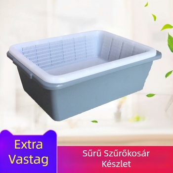 Nagy méretű, dupla rétegű téglalap alakú műanyag eresztőkosár mosáshoz és áztatáshoz – konyha és hotel használatra