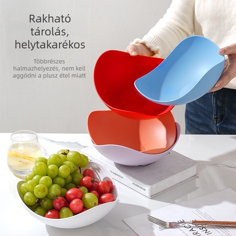 Fupai műanyag gyümölcstál, világos luxus retro stílus, nappalira, gyümölcs- és snacktálaláshoz, 2025 tavaszán érkezik