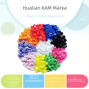 Hualian KAM márka T5 négyszeres snap gomb, műanyag gyanta, kabátokhoz, farmerokhoz és táskákhoz